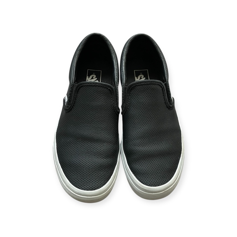 Vans Black Leather Slip-On Sneakers  Women’s 8 , Men’s 6.5 GUC